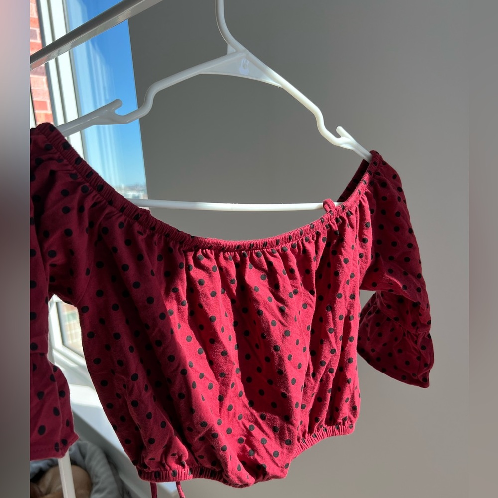 Red polka dot crop top